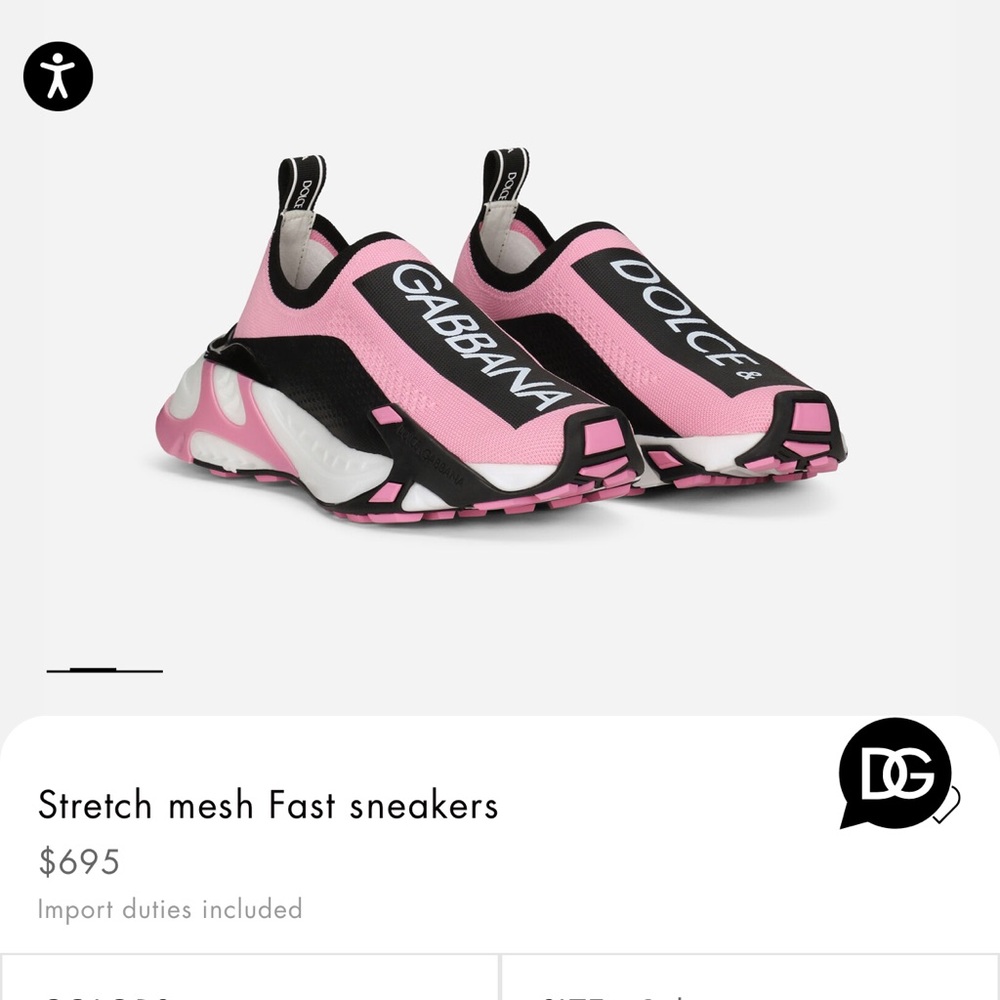 ✨New woman Dolce & gabbana pink sneakers size 9-9.5🎀✨